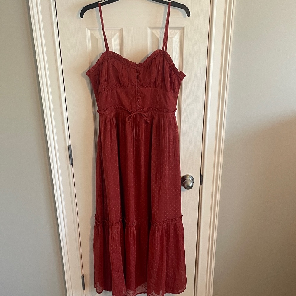 Patrons of Peace Rust Red Spaghetti Strap Maxi Dress